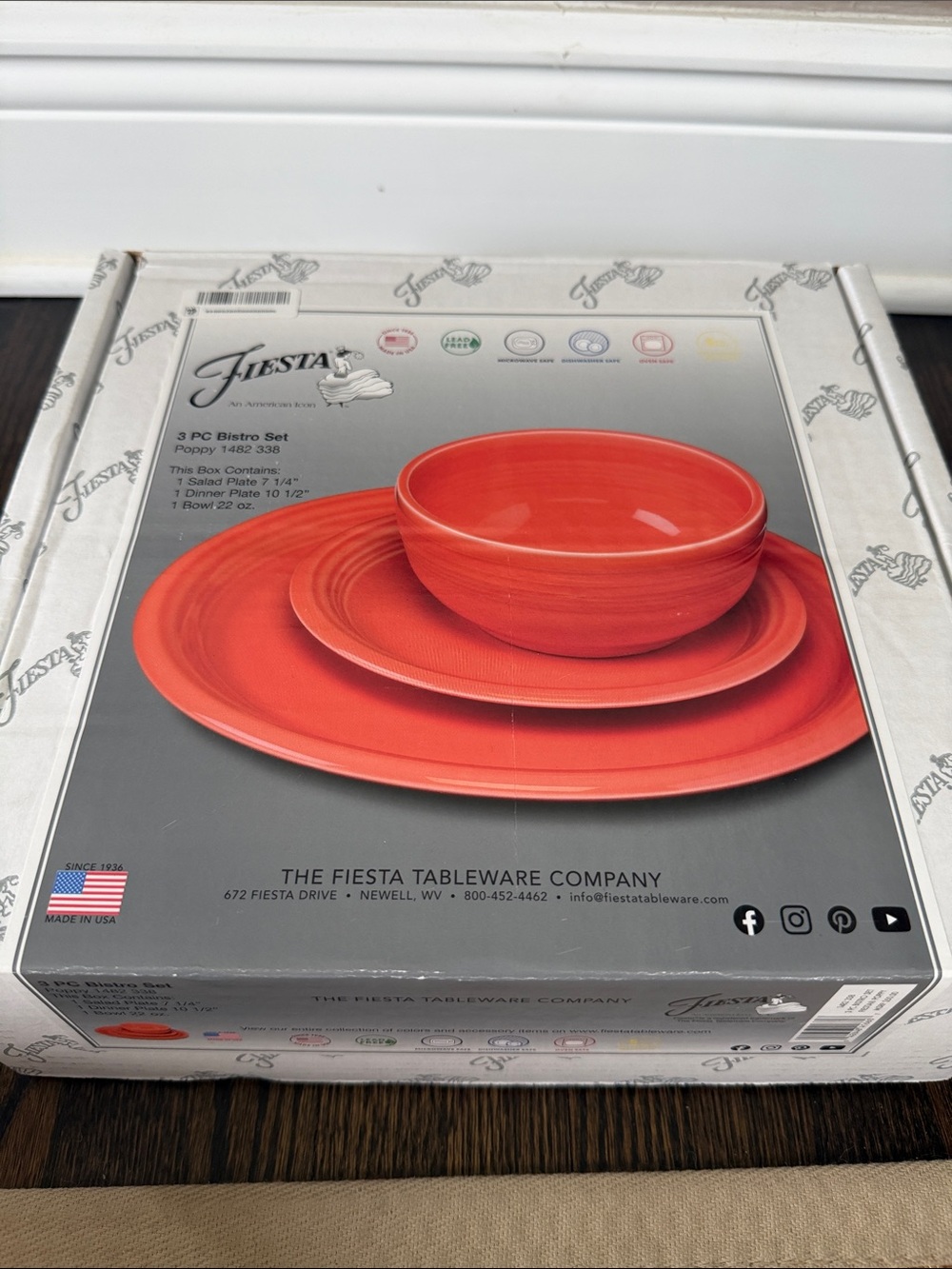 Fiesta Poppy 3-Piece Bistro Dinnerware Set - Bright